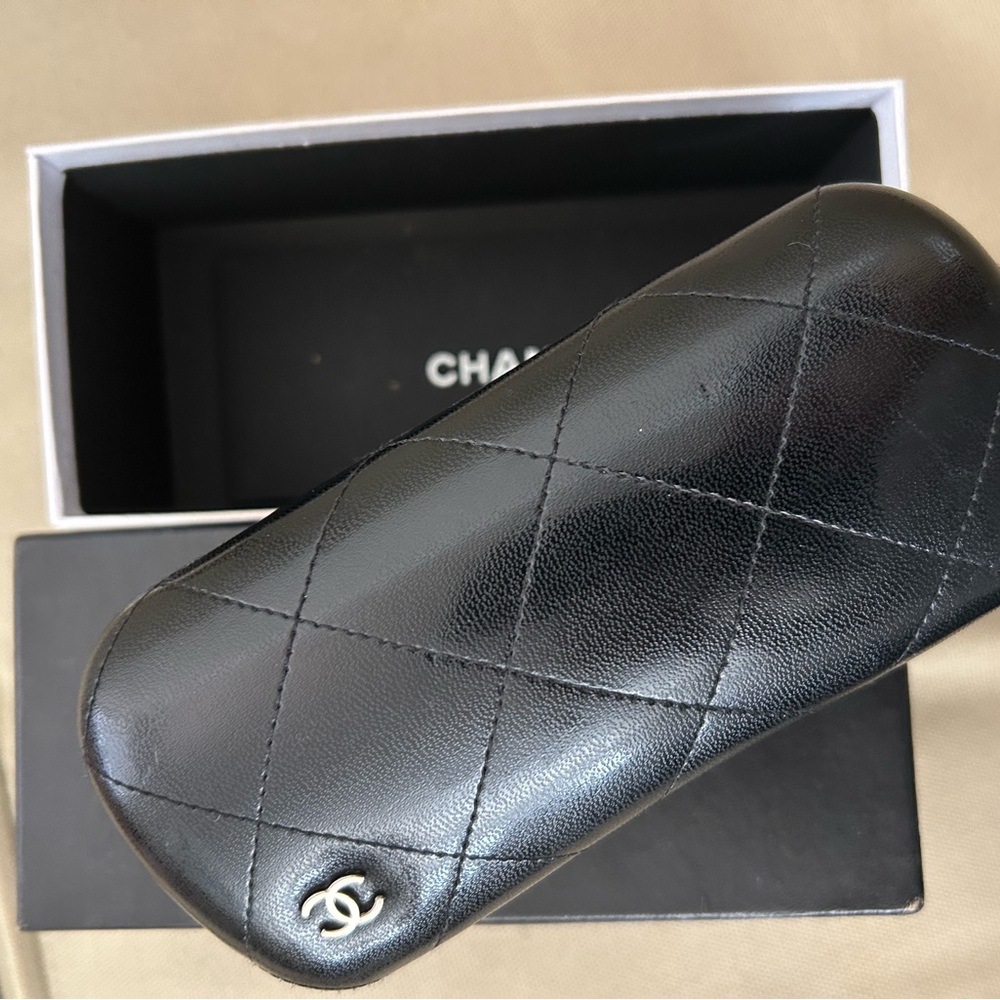 CHANEL Black Quilted Eyewear Case